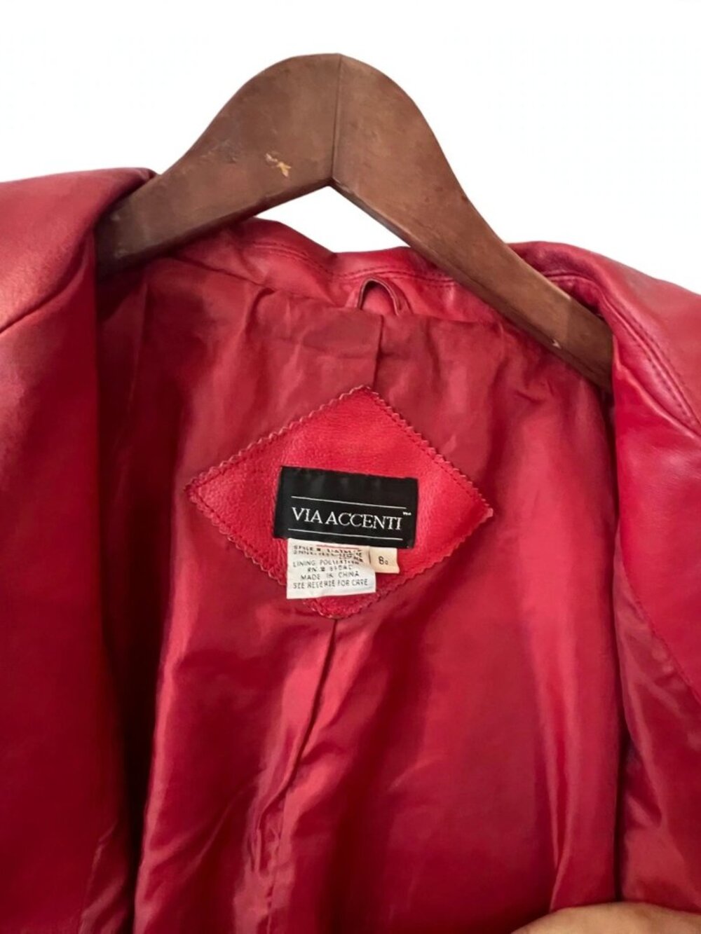 Via Accenti Red Genuine Leather Trench Coat 22W Button Front - Picture 7 of 8